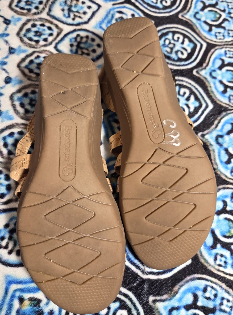 BareTraps Woven T-Strap Wedge Sandals in Tan - Picture 5 of 6